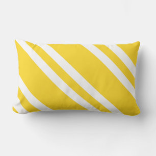 Sunshine Yellow and White Striped Lumbar Cushion