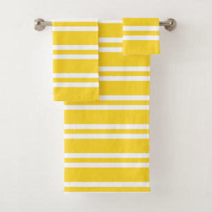 Sunshine Yellow and White Stripes Bath Towel Set