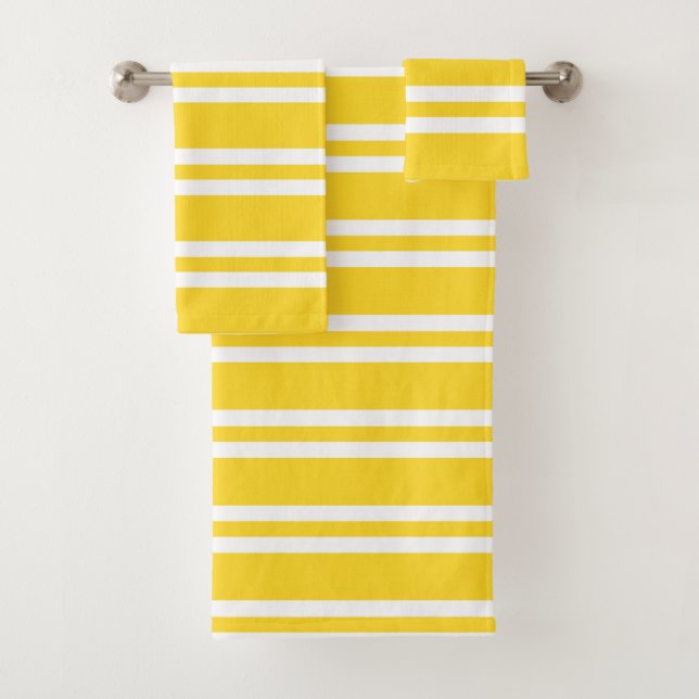 Sunshine Yellow and White Stripes Bath Towel Set (Insitu)