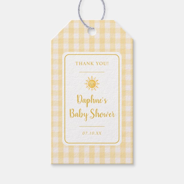 Sunshine Yellow Baby Shower Gift Tags (Front)