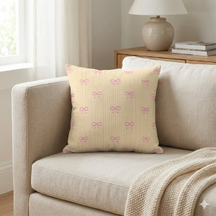 Sunshine Yellow Balletcore Ribbon Bows Cushion