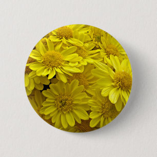Sunshine Yellow Chrysanthemums 6 Cm Round Badge
