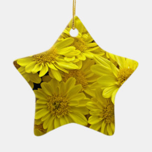 Sunshine Yellow Chrysanthemums Ceramic Tree Decoration