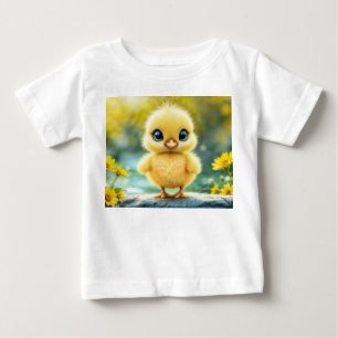 Sunshine yellow fluffy chicken blue - eyed bird baby T-Shirt