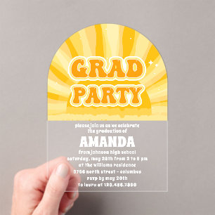 Sunshine Yellow Graduation Party Acrylic Invitations