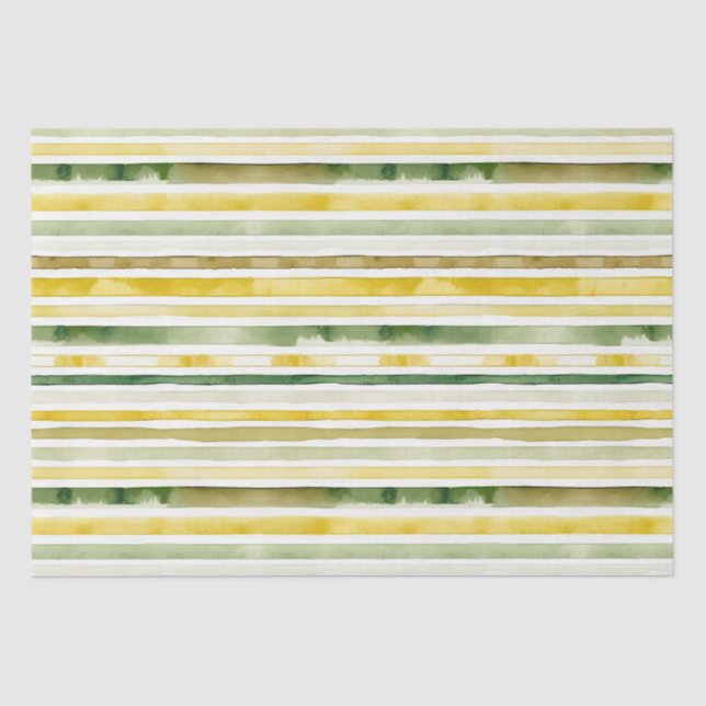 Sunshine Yellow & Green Stripe Tissue Paper (Front)