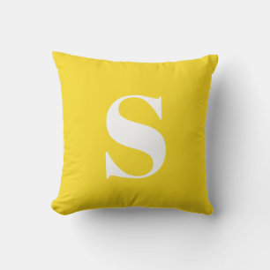 Sunshine Yellow Initial Monogrammed Outdoor Pillow