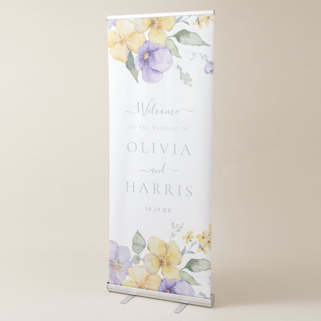 Sunshine Yellow & Lavender Purple Wedding Retractable Banner (3/4)