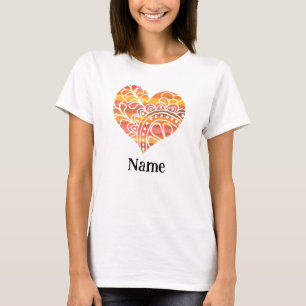 Sunshine Yellow Orange Mandala Heart Customised T-Shirt
