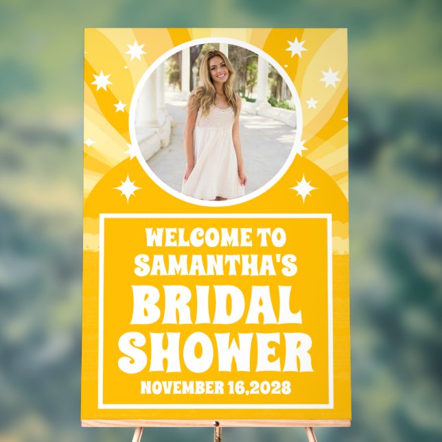 Sunshine Yellow Photo Bridal Shower Welcome  Acrylic Sign (Neutral)