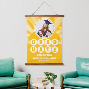 Sunshine Yellow Photo Graduation Hanging Tapestry