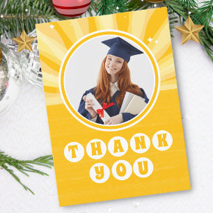 Sunshine Yellow Photo Graduation  Thank You Card