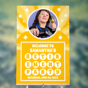 Sunshine Yellow Photo Retirement Party Welcome  Acrylic Sign