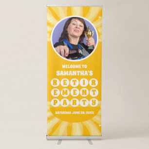 Sunshine Yellow Photo Retirement Party Welcome Retractable Banner