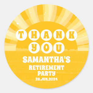 Sunshine Yellow Retirement Party Favour Thank You Classic Round Sticker