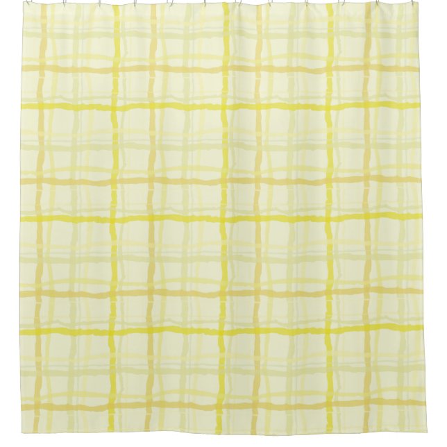 Sunshine Yellow Shower Curtain - Plaid (Front)