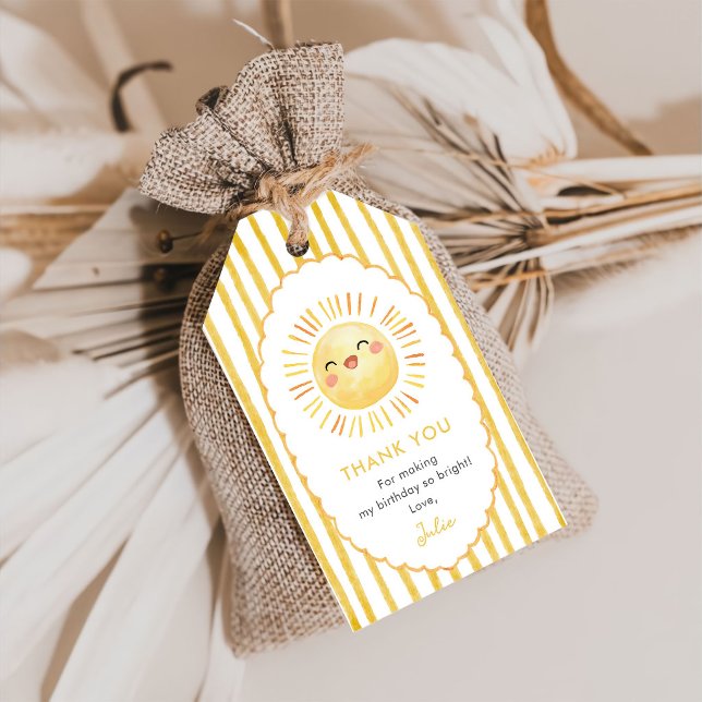 Sunshine Yellow Stripes Birthday Gift Tags (Creator Uploaded)