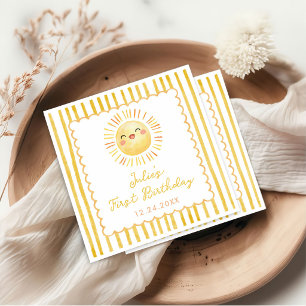 Sunshine Yellow Stripes Birthday Napkin