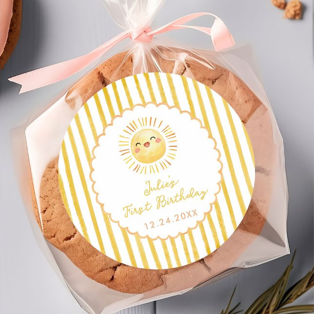 Sunshine Yellow Stripes Birthday Sticker (Creator Uploaded)