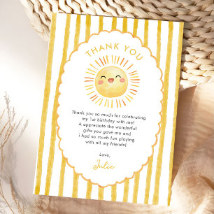 Sunshine Yellow Stripes Birthday Thank You Card