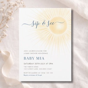 Sunshine Yellow Stripes Gender Neutral Sip & See Invitation