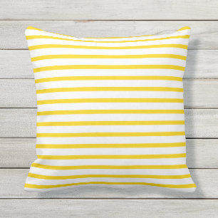Sunshine Yellow Summer Stripes Outdoor Pillows