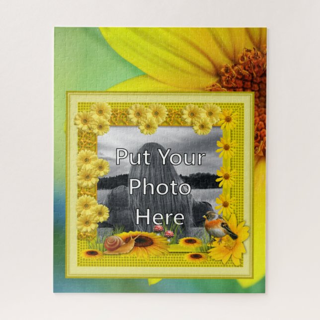 Sunshine Yellow Sunflower Photo Frame Jigsaw Puzzle (Vertical)