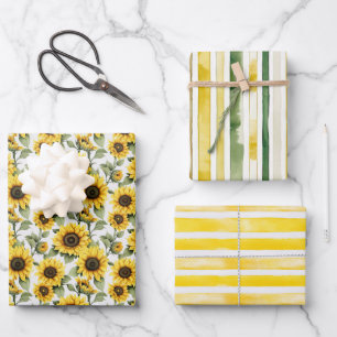 Sunshine Yellow Sunflowers Wrapping Paper Sheet