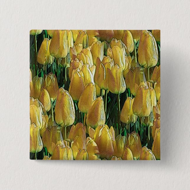 Sunshine Yellow Tulips 15 Cm Square Badge (Front)