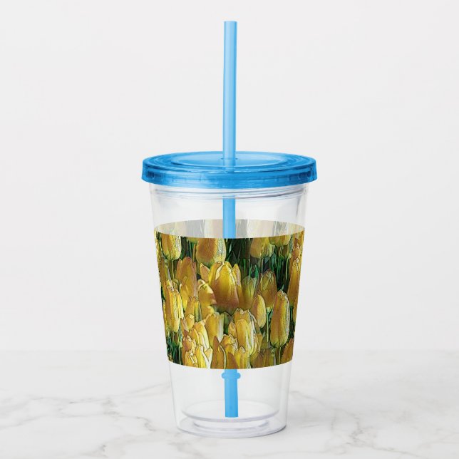 Sunshine Yellow Tulips Acrylic Tumbler (Front)