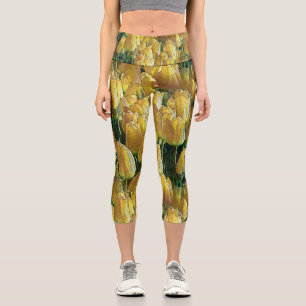 Sunshine Yellow Tulips Capri Leggings