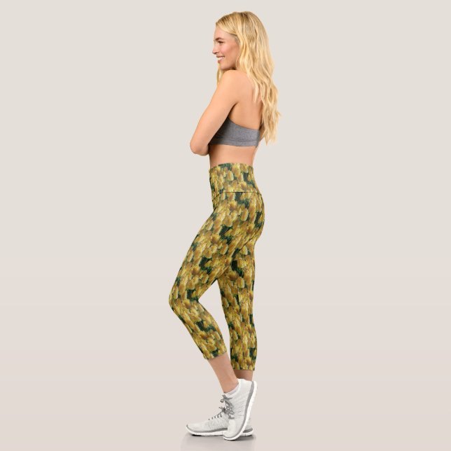 Sunshine Yellow Tulips Capri Leggings (Left)
