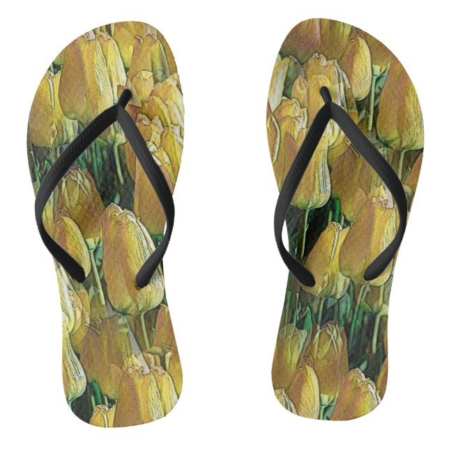 Sunshine Yellow Tulips Flip Flops (Footbed)