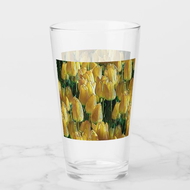 Sunshine Yellow Tulips Glass (Front)