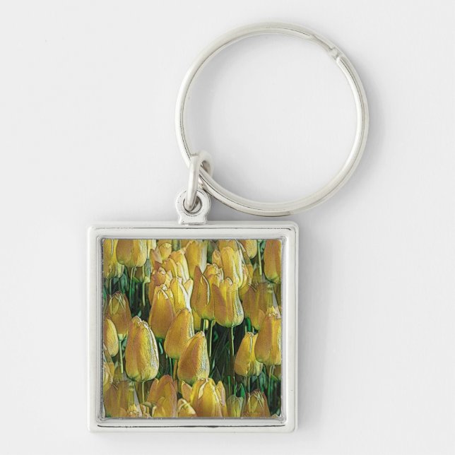 Sunshine Yellow Tulips Key Ring (Front)