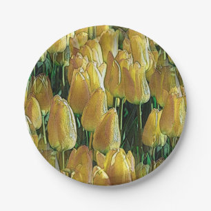 Sunshine Yellow Tulips Paper Plate