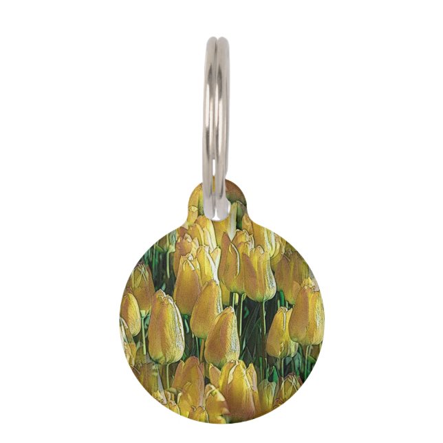 Sunshine Yellow Tulips Pet Tag (Front)