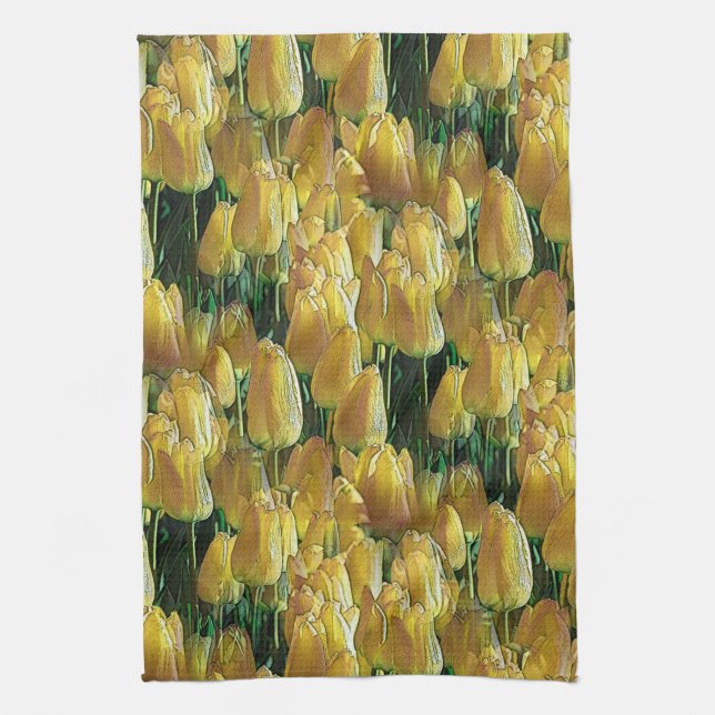 Sunshine Yellow Tulips Tea Towel (Vertical)