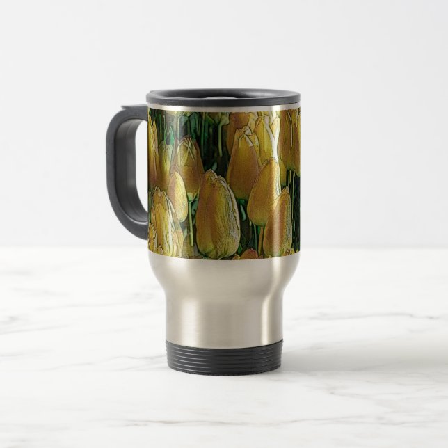 Sunshine Yellow Tulips Travel Mug (Front Left)