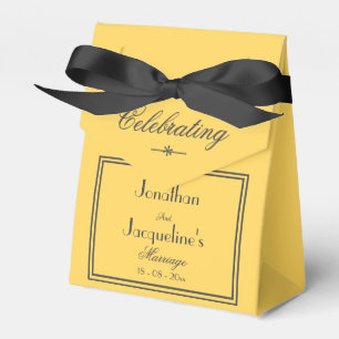 Sunshine Yellow Wedding Chic Black Names Elegant Favour Box