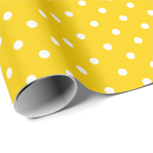 Sunshine Yellow   White Polka Dot Wrapping Paper