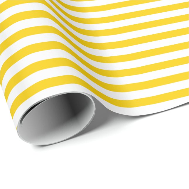 Sunshine Yellow | White Stripe Wrapping Paper (Roll Corner)