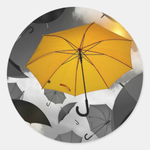 Sunshine's on its way, umbrella avalanche classic round sticker