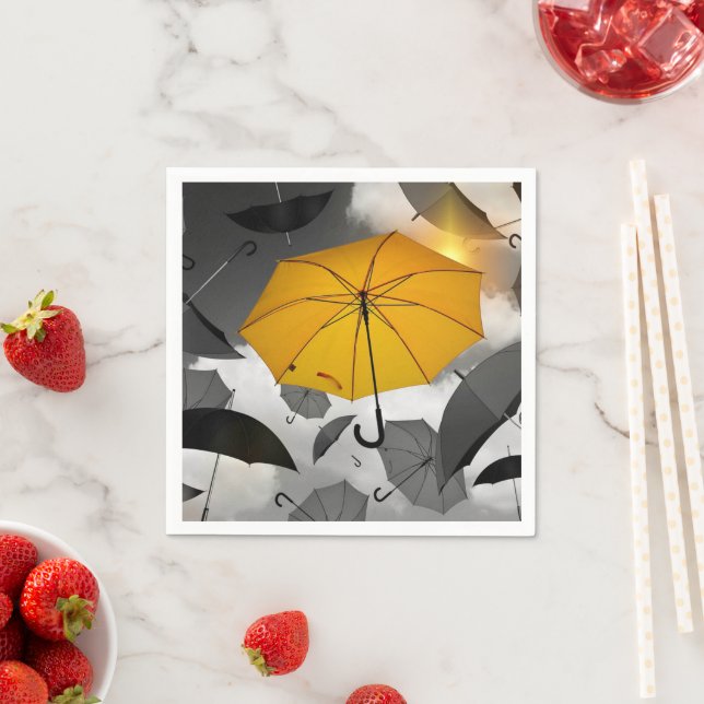 Sunshine's on its way, umbrella avalanche napkin (Insitu)