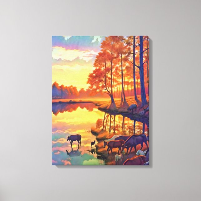 sunsphere scenic portrait near bank of River Canvas Print (Front)