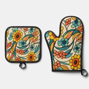 Sunstream Bloom Oven Mitt & Pot Holder Set