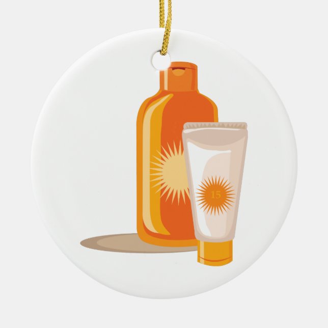 Suntan Lotion Ceramic Tree Decoration (Front)