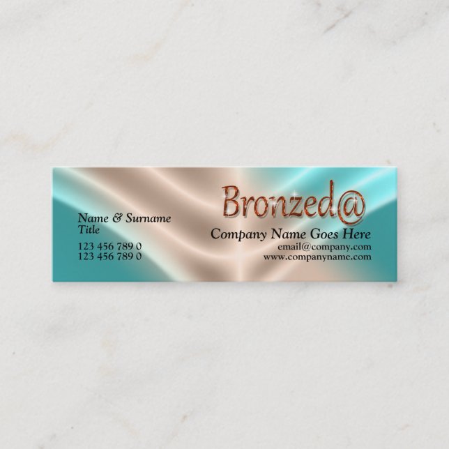 Suntan suntanning salon aqua bronze mini business card (Front)
