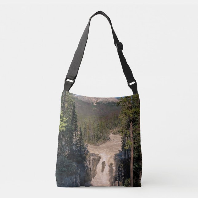 Sunwapta Falls Powerful Mountain Waterfall Crossbody Bag (Front)
