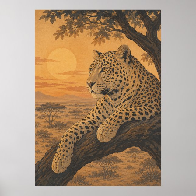 Sunward III — Leopard at Sunset Poster (Front)